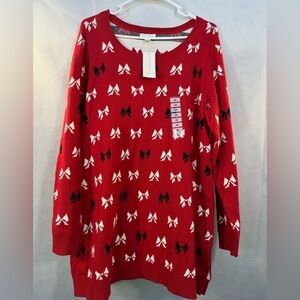 Charter Club Red Sweater with Black and White Accent Bows Size 0X